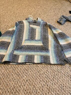 Striped Baja Hoodie in Navy, Light Blue & Cream